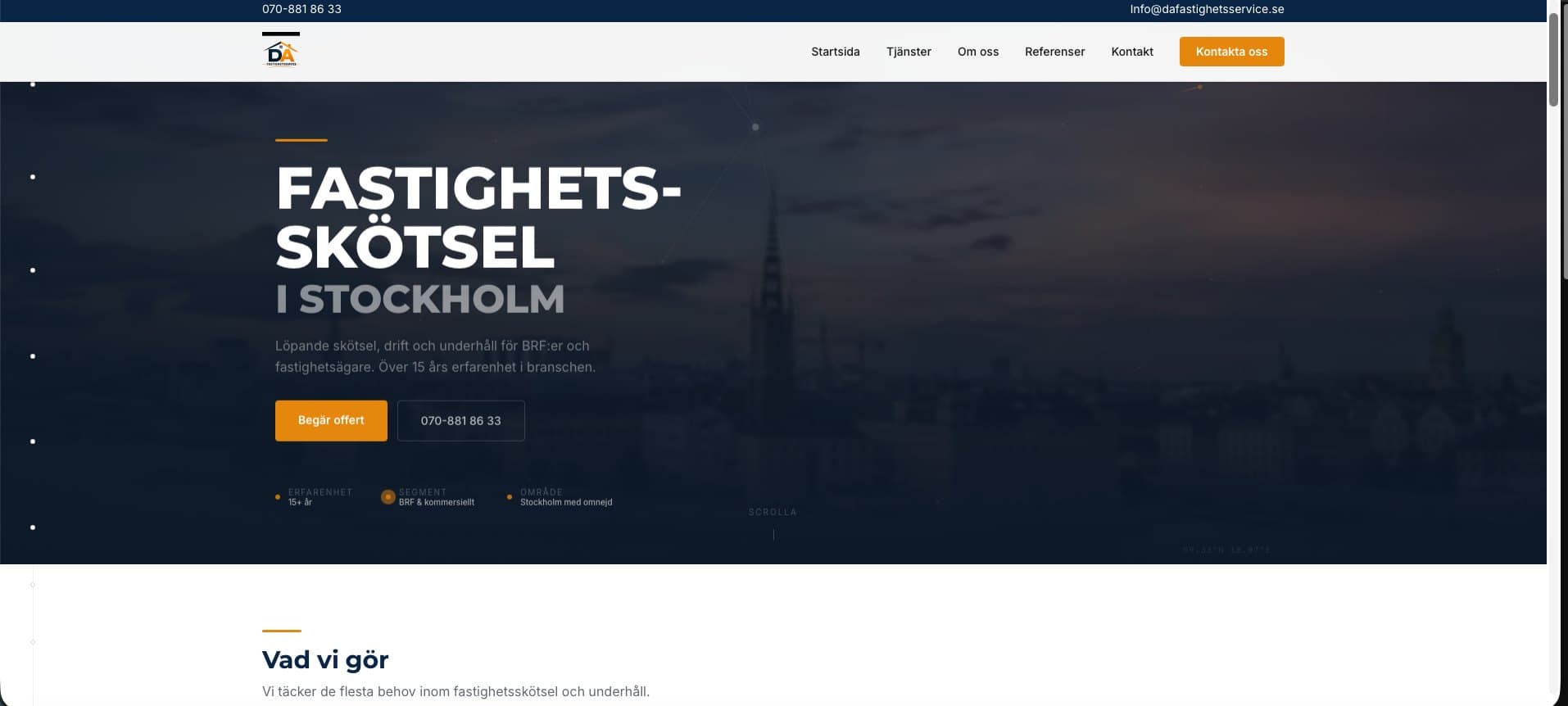 DA Fastighetsservice — startsidan, dafastighetsservice.se